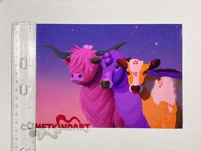 Flower Cows at Sunset | 5x7" Original Print